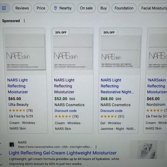 NARS Light Reflecting Moisturizer Skincare Essential NEW IN BOX 0.49oz - Picture 8 of 8